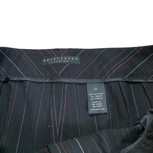 Apostrophe Y2K Pinstripe Low Rise Black Wide Leg Trousers Dress Pants Size 12 - Picture 3 of 4